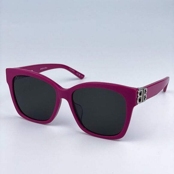 NEW Balenciaga BB0102SA 013 Fuchsia Pink Grey Square Women Sunglasses - Picture 7 of 11